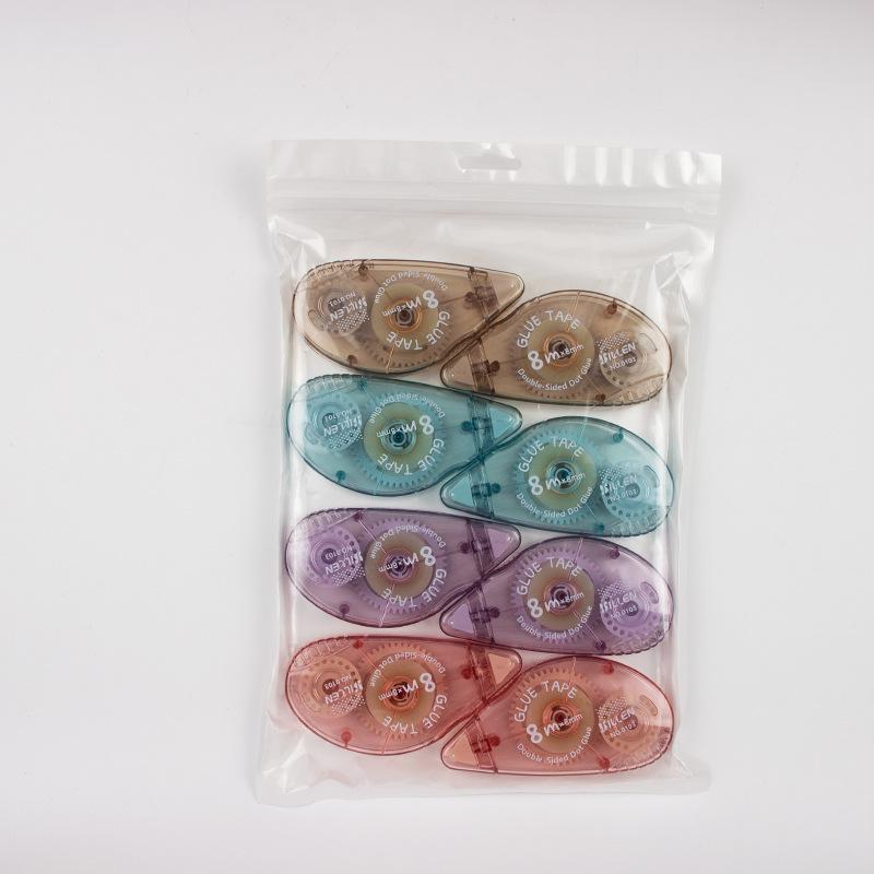 Primary School Students' English Version Transparent Double-Sided Dot Glue & Correction Tape, 8m, Children's Handmade Tape.
