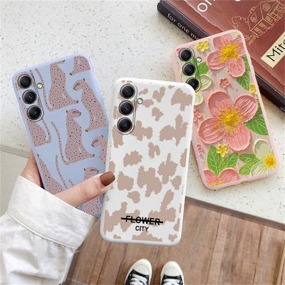 Leopard Flower Phone Case For iPhone 15 Samsung S25 Ultra A55 S24 FE A16 Xiaomi Redmi Note14 13 Pro 14C Huawei Honor 200 Realme Shockproof Matte Cover