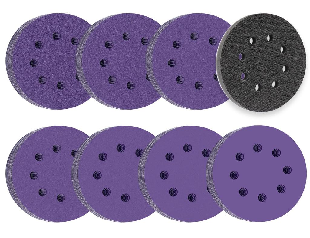 HWXINIE Sanding Ceramic Alumina Disc Random 7 Types of Paper X 10 Sheets Includes 1 Adapter for Curved Sandpaper for Electric Headlight Woodworking