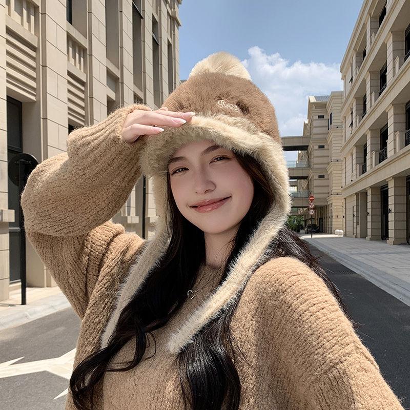 

Плюшевая теплая шапка Детская зимняя плюшевая утолщенная вязаная шапка Велосипедная ветрозащитная шерстяная шапка с защитой ушей hat