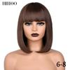 Professional  Short Straight Bob Wig for Women Synthetic Wigs Brown to Blonde Natural Fake Hair Heatresistant Wig Pink Wig With Bangs
