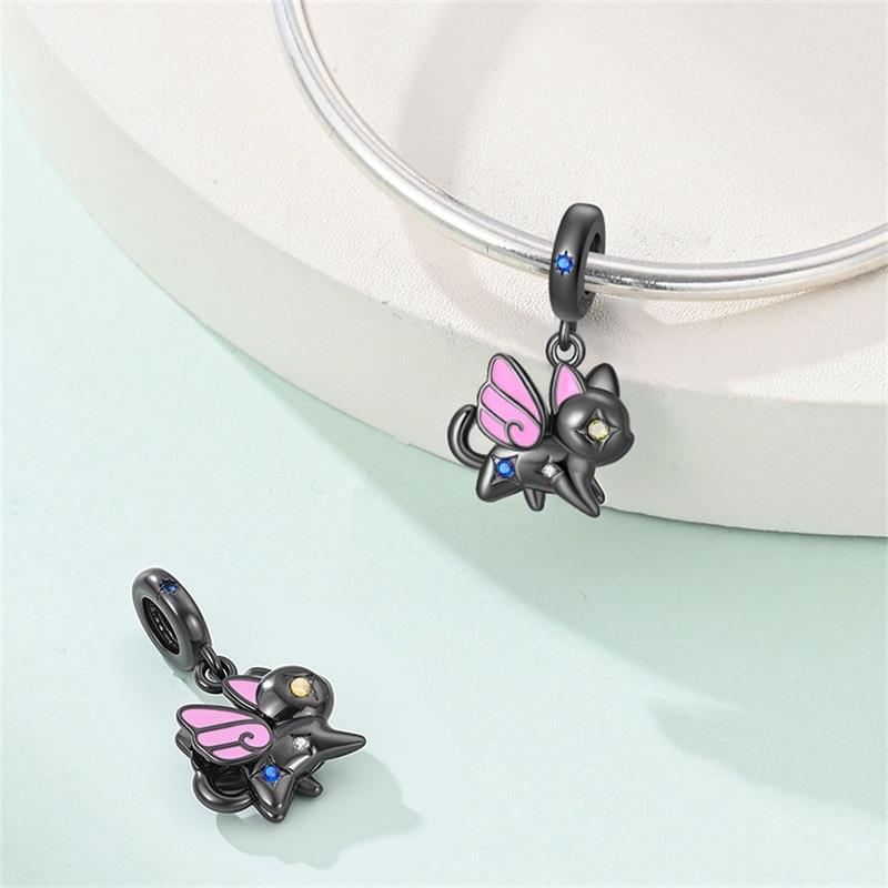 Original Copper Charms Beads Black Cat Colorful Elephant Pendant For Bracelet Women Diy Jewelry Gift Making
