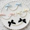 2Pcs Bows Pearl Chain Patch Accessories long streamers Ribbon DIY Lolita Dresses Clothing Accessories