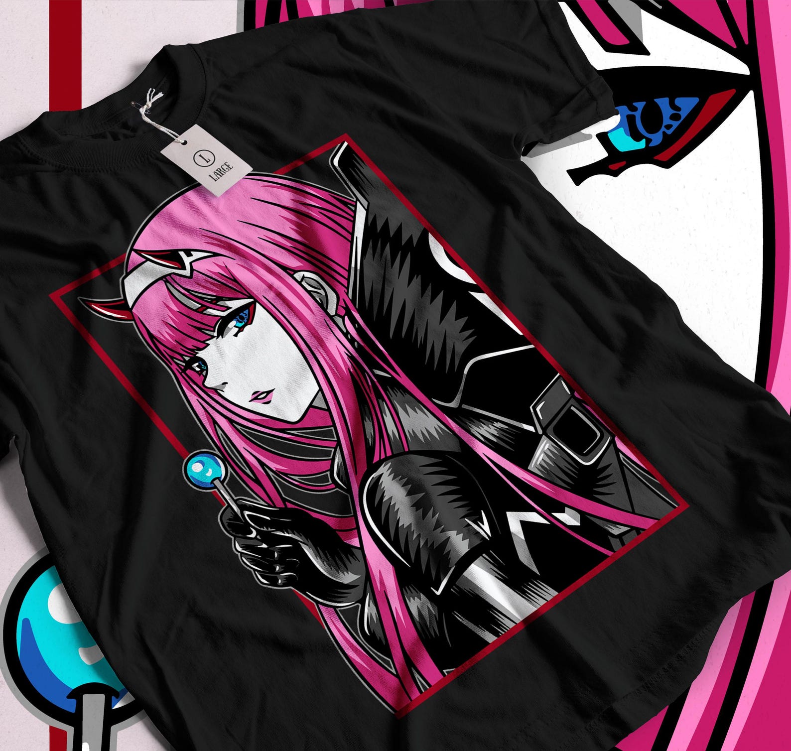 Unisex Darling Waifu Material Anime T-Shirt, Zero Two Anime Woman Shirt 2XL