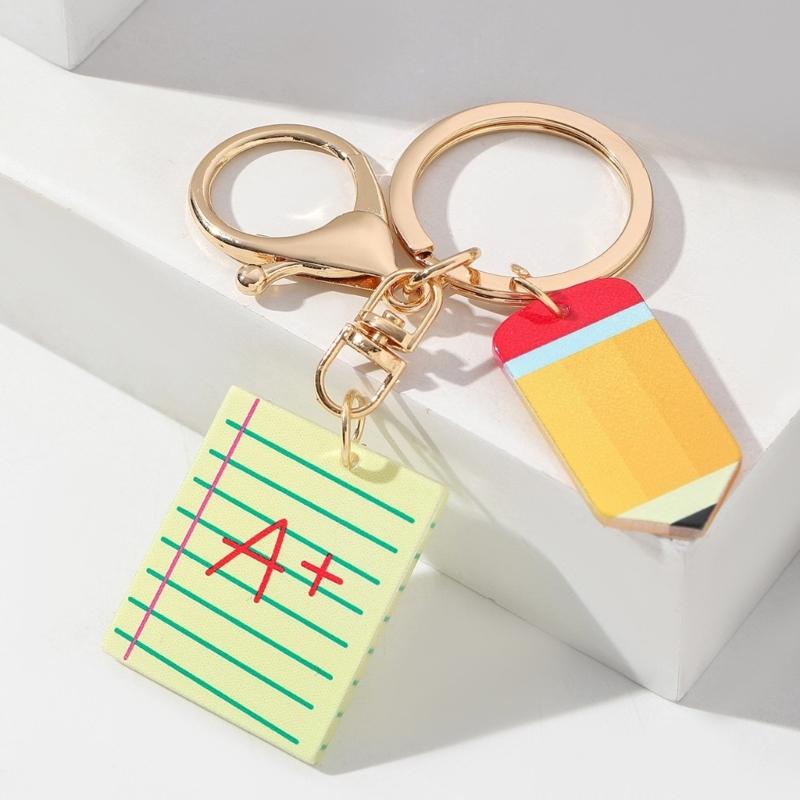 4PCS Playful Stationery And Pencil Shaped Keychains Perfect For Academic Celebrations And Student Incentives