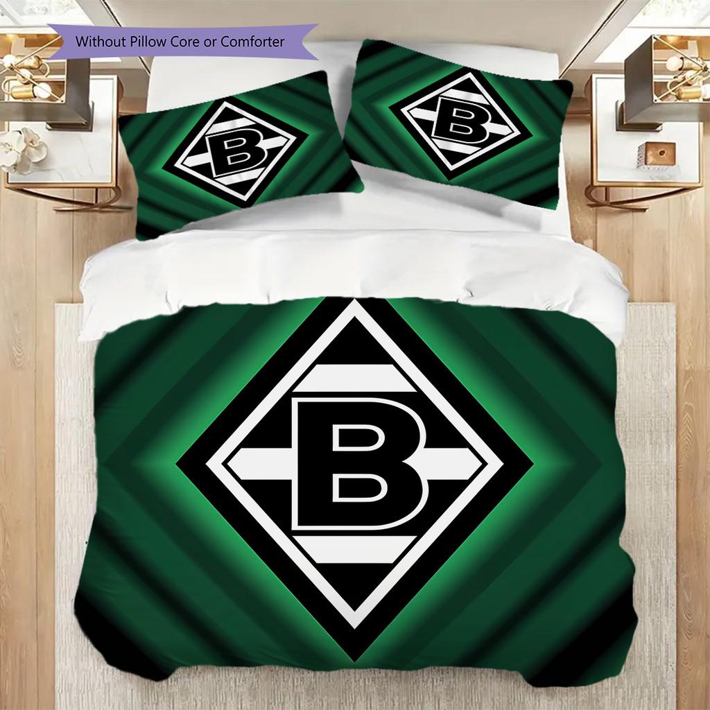Borussia Vzor Povlečení Sada Prošívaných Dek Quilt Cover Povlak na Polštář Domácí Dekorace Dárek k Narozeninám (1 * povlak na peřinu + 2 * povlak na polštář, bez jádra)
