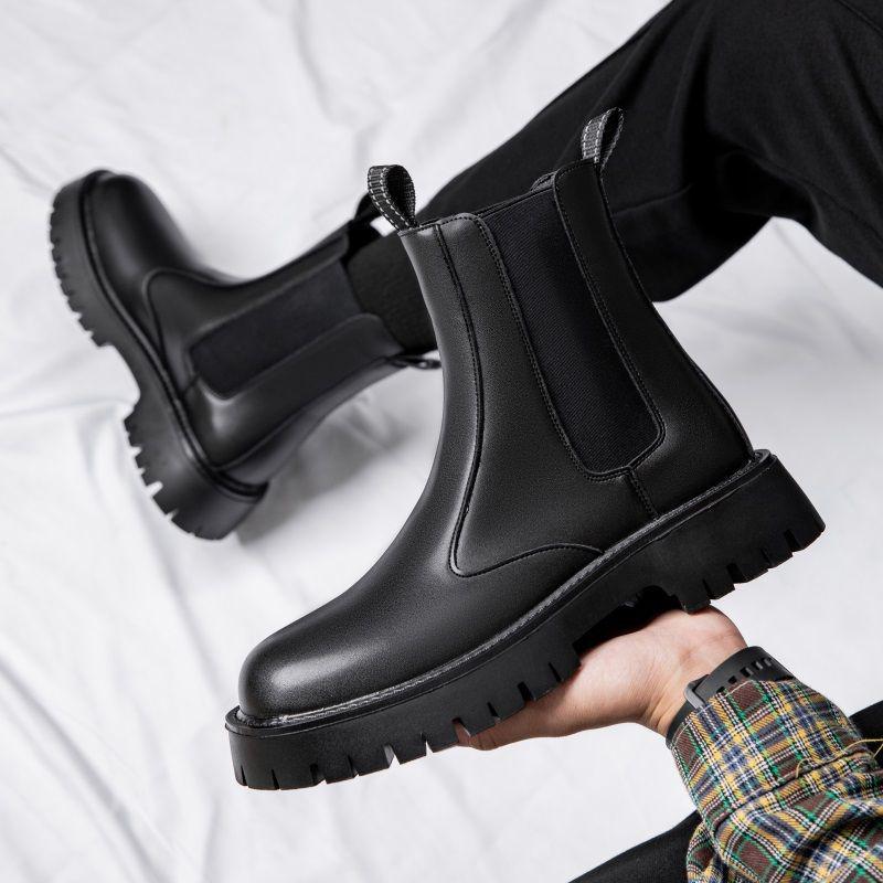 Men's High-Top Chelsea Boots: British Style Martin Leather Boots for Autumn/Winter