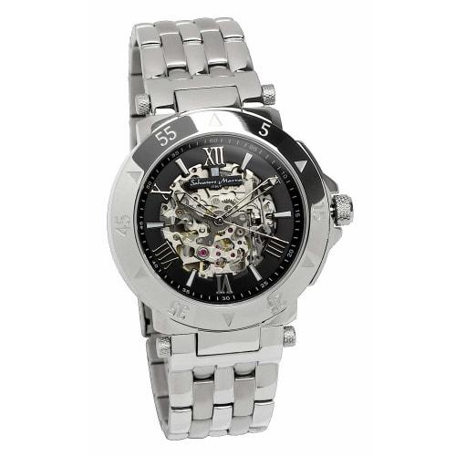 Salvatore Marra Watch Silver x Black Automatic Skeleton Business Formal Men's