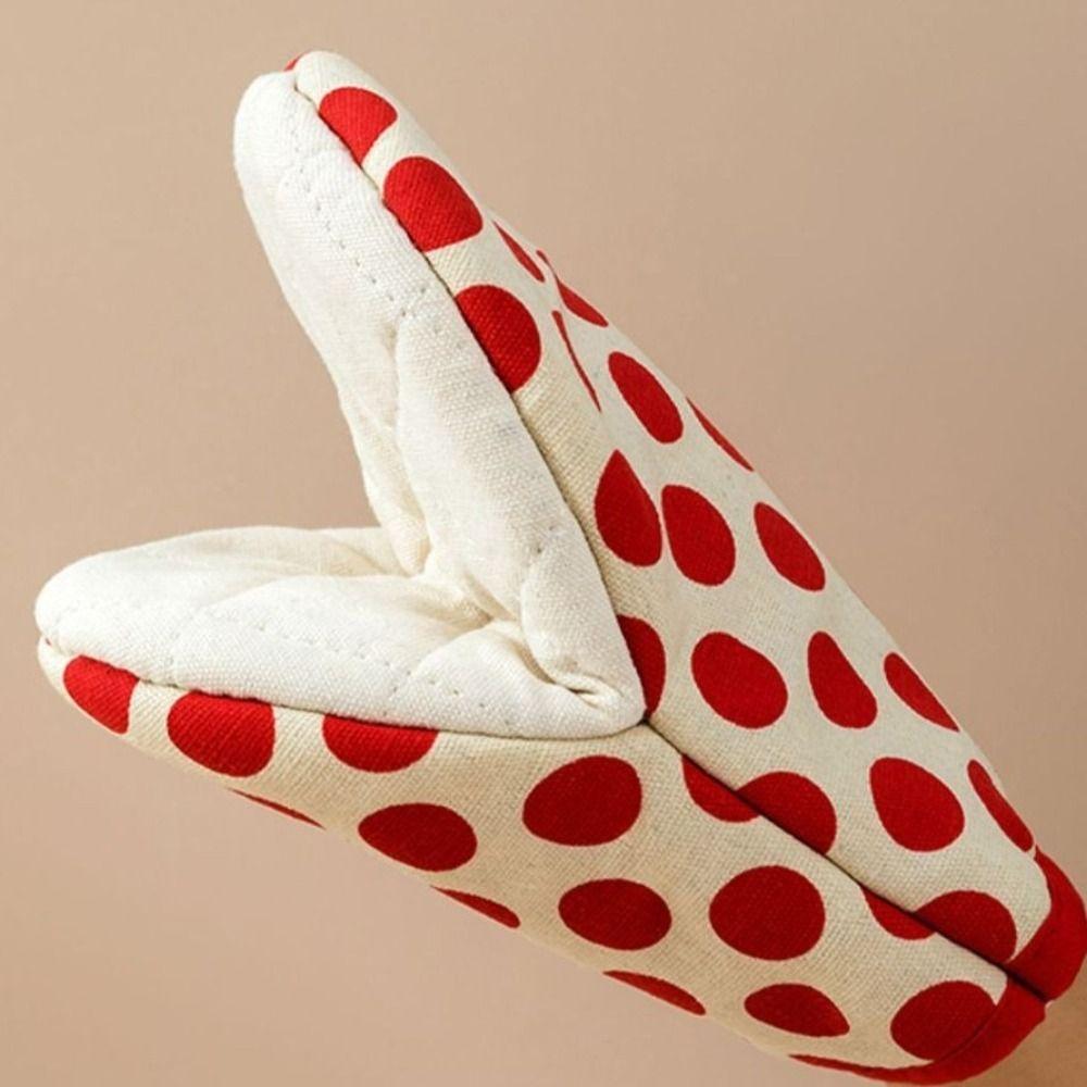2pcs/set Polka Dot Microwave Safe Gloves Anti-Scald Kitchen Gloves Protective Baking Gloves  Baking