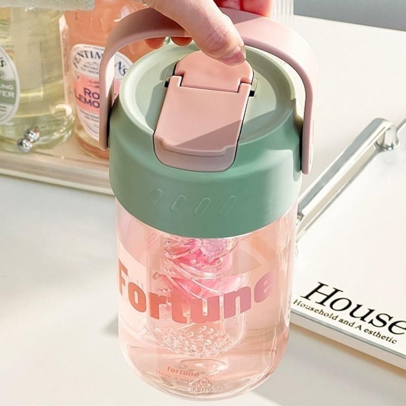 GIANXI Simple Student Water Cup Fitness Cup Straw Cup Plastic Cup Coffee Cup Outdoor Travel Portable Juice Cup Water Bottle