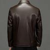 Men Jacket Lapel Long Sleeve Zipper Placket Regular Fit Coat Solid Color Short Style Faux Leather Jacket Casual Street Outwear