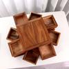 South American Walnut Rotating Puzzle Box for Tea Set & Jewelry Storage