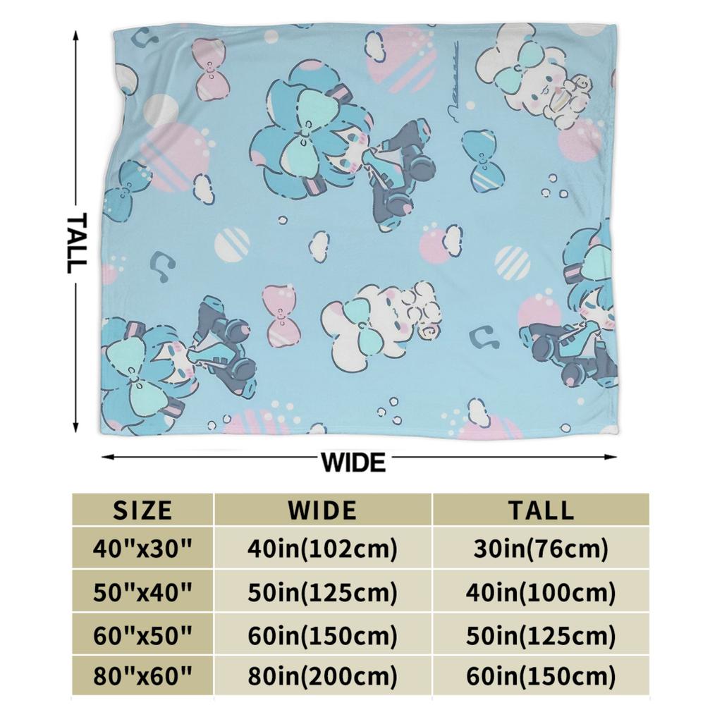 Hatsune Miku Anime Blankets Fleece Spring Autumn Multifunction Lightweight Throw Blanket for Bedding Car Plush Thin Quilt