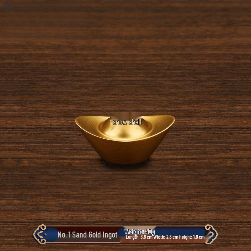 Орнамент-слиток из цельной латуни золотого цвета - Декор  Бог Богатства  для дома или магазина