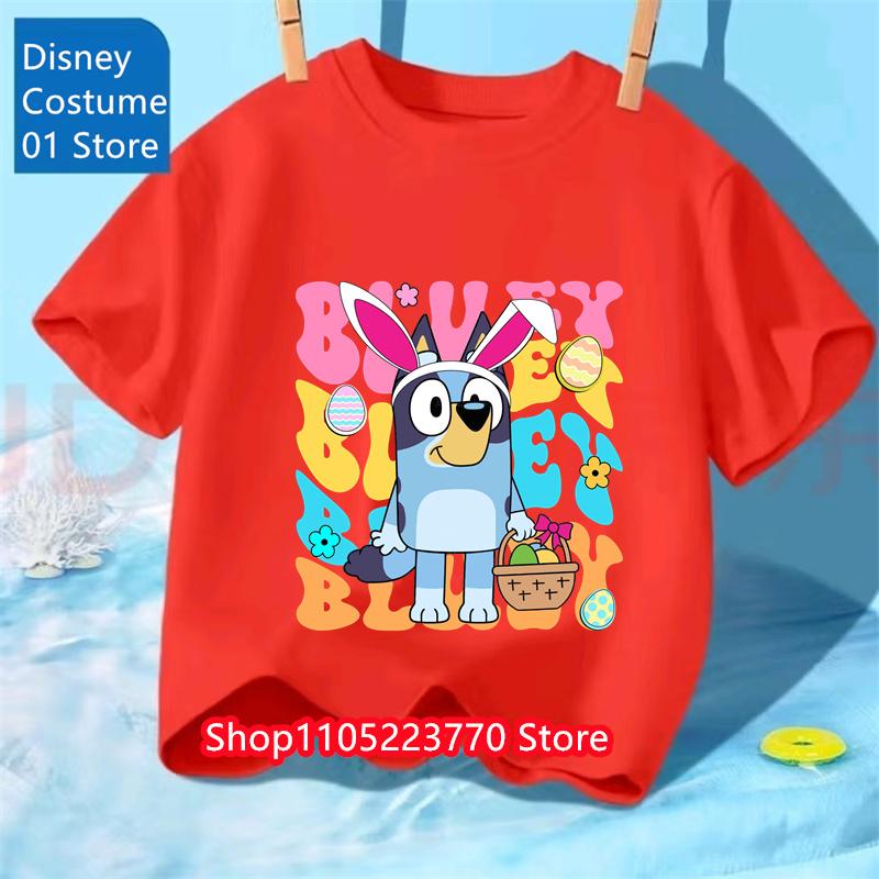 Koszulka Dziecięca z Motywem Bluey Chłopcy Dziewczynki Jesień Zima Kreskówkowy Graficzny Krótki Rękaw Codzienne Ubranie Góra