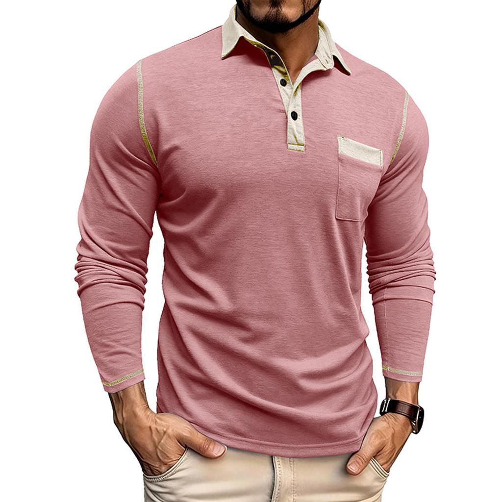 Shoulder Sleeves Men'S Long Sleeved Patchwork T-Shirt Casual Top