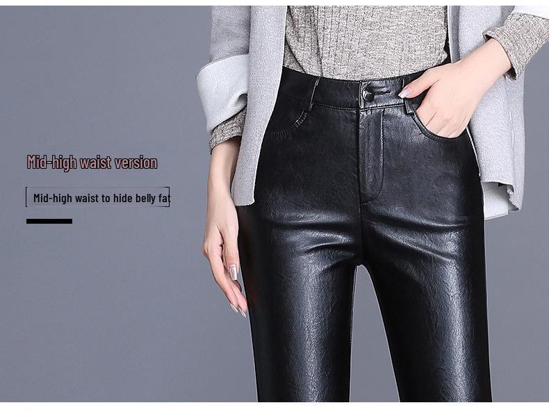 Women's Sheepskin Leather High-Waist Wide-Leg Pants - 2025 Autumn/Winter Collection