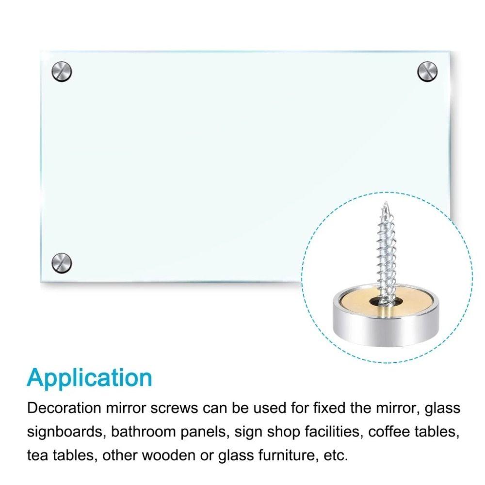 Home Improvement Stainless Steel Mirror Nails Screw Cap Silver 16/22/25mm Screws Decorative Cap Decoration Screw Covers Mirror