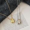 Metal Pendant Necklace Large Oval Clavicle Chain Necklace  Sweater Accessories