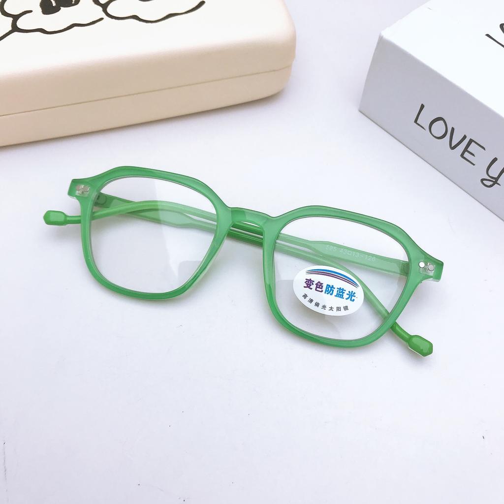 Half Frame Eyebrow Glasses Frame Male And Female Light-Changing Color Metal Flat Mirror Anti-Blue Light Color-Changing Glasses Frame
