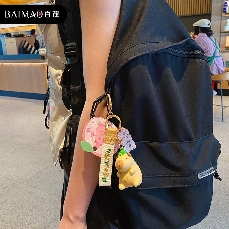 Creative Cartoon Sound Kapibara Keychain Cute Buddhist Capybara Doll Toy Doll Keychain Pendant