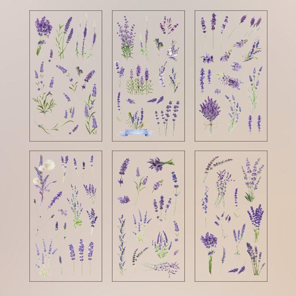 6 pcs/pack Adhesive PVC Plant Flower Sticker Nature Transparent Flower Stickers  Album