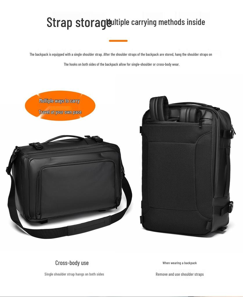 Men's Large Capacity Business Backpack - Convertible Crossbody and Double Shoulder Bag for Travel