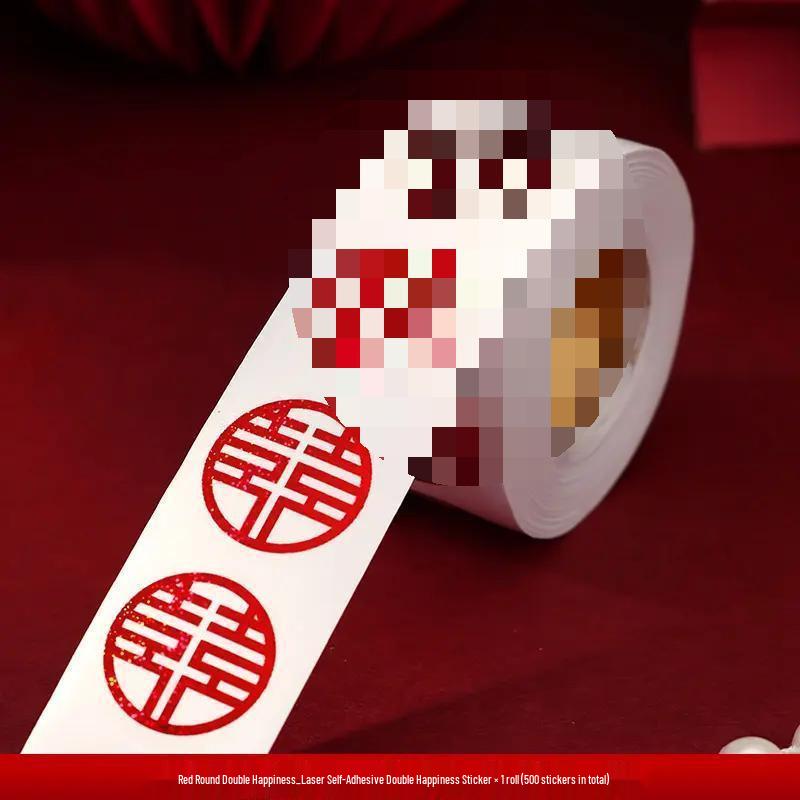 Mini Double Happiness Wedding Stickers: Red Envelope and Egg Sealing Decoration Adhesive small double happiness stickers