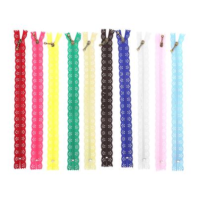 10Pz Zip in Pizzo Stile Misto Forma a Bocciolo di Seta N.3 Nylon Cucito Accessori per Abbigliamento 25cm