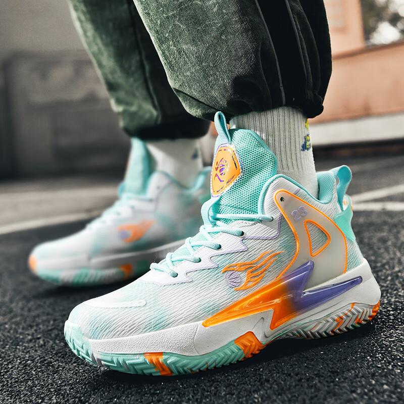 New basketball shoes men's and women's summer mesh breathable, non-slip, wear-resistant and shock-absorbing students' mandarin ducks two-color s