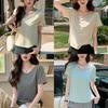 Casual Summer T Shirt For Women With V Neck And Snowflake Cotton Material