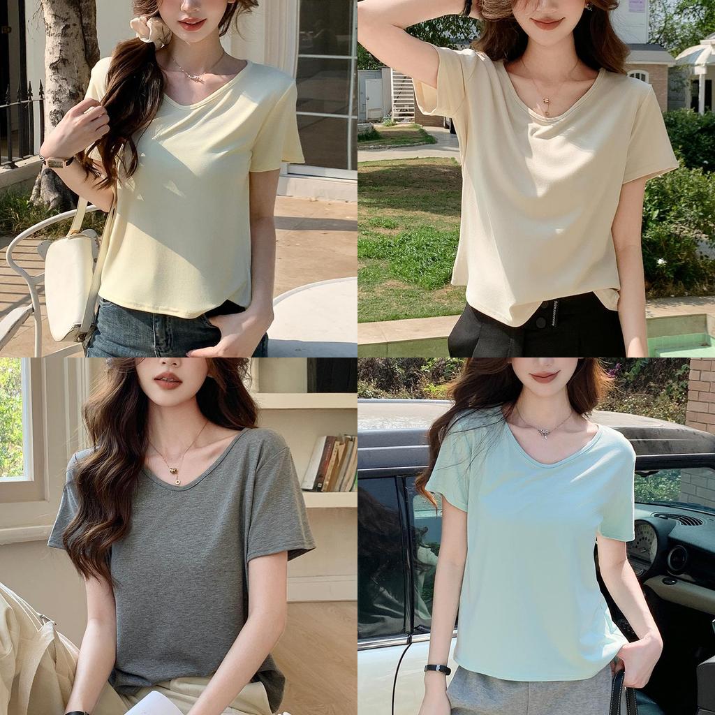 Casual Summer T Shirt For Women With V Neck And Snowflake Cotton Material