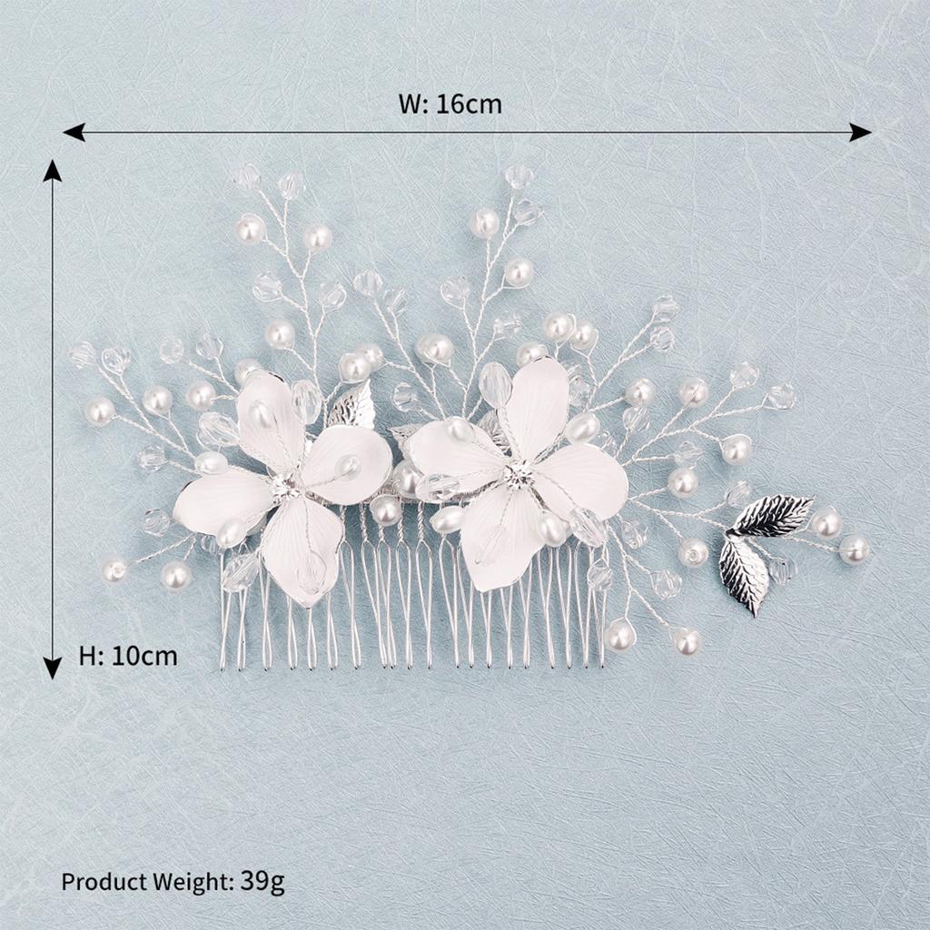 Side Hair Comb with Flower Decor Wedding Elegant Alloy Comb Barrette for Birthday Stage Party Hairstyle