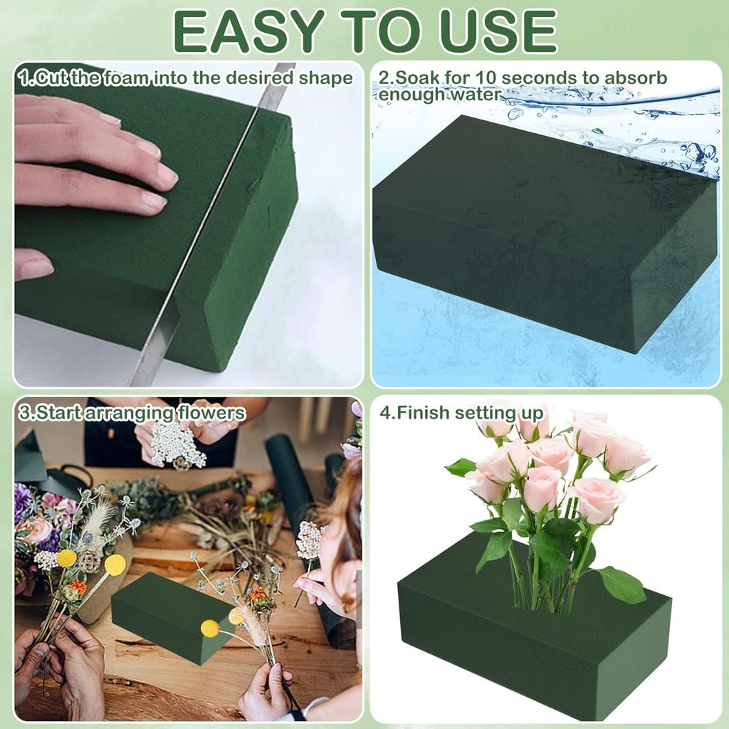 Green Floral Foam Rectangle Floral Foam Brick Dry Floral Foam Blocks Artificial Flower Mud DIY Flower Arrangement Kit