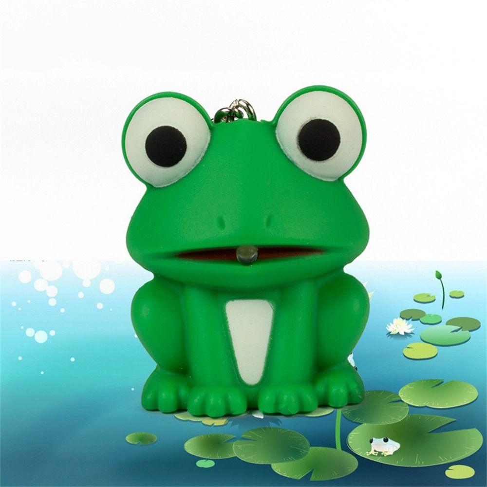 Cartoon Animal Green Frog Key Chains Lovely Animal Lighting Keychain  Bag Decoration