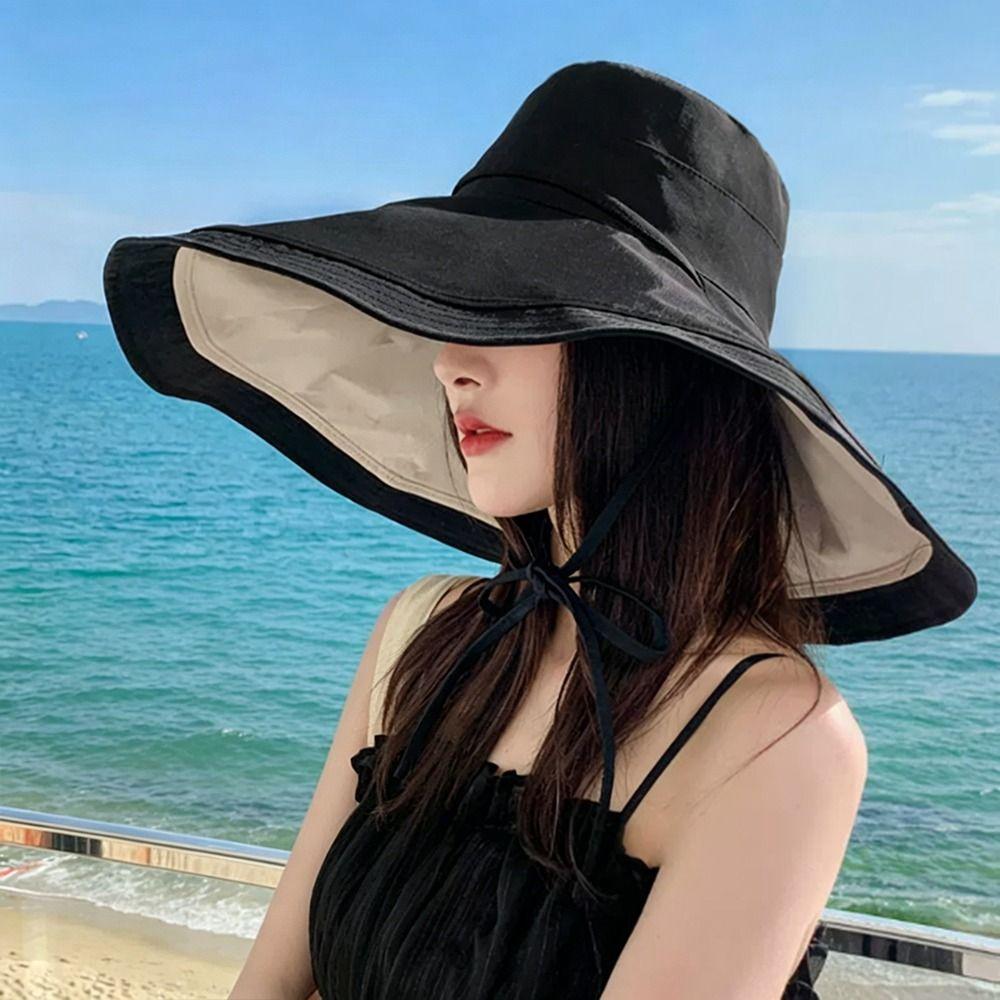 Foldable Fisherman Hat Double-Sided Sun Hat Casual Women's Beach Hat  Travel