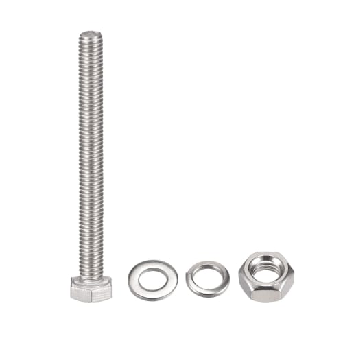 uxcell Hex Bolts, Nuts, Hex Head Screws, Flat & Lock Washer Kit, 304 Stainless Steel, Full Hex Bolt Thread, M6 X 70mm, 10-Pack