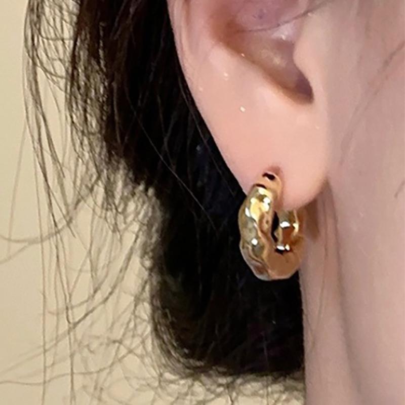 foxanry Irregular Fold Earrings For Women Girls Minimalist Personality Trendy Wedding Party Bride Jewelry Accessories Gifts