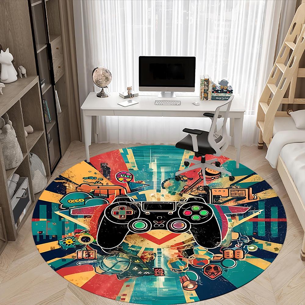 1 Stück Runde Teppichmatte für Gamer-Konsole, Büro, unter Bürostühlen, Schlafzimmer, Wohnzimmer, Heimdekoration, Zimmerdeko