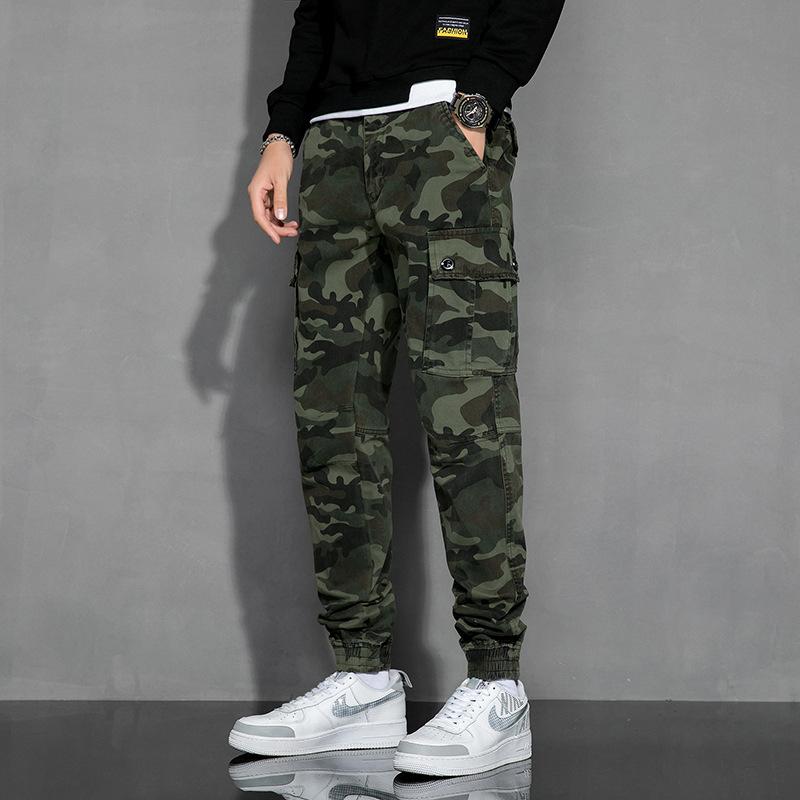 Neue Herren, amerikanischer Schurke, gutaussehend, vielseitig, Sport-Tote, Latzhose, Camouflage, locker, lässige Hose, elastisch