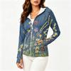 Women's Lightweight Zip Up Hoodie with Hood and Pockets Floral Print Long Sleeve Sun Protection Jacket Suitable for Outdoor Activities