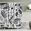 Modern Black White Abstract Pattern Shower Curtain Decorative Bathroom Accessories for Home Decoration 3D Printed Waterproof Bat