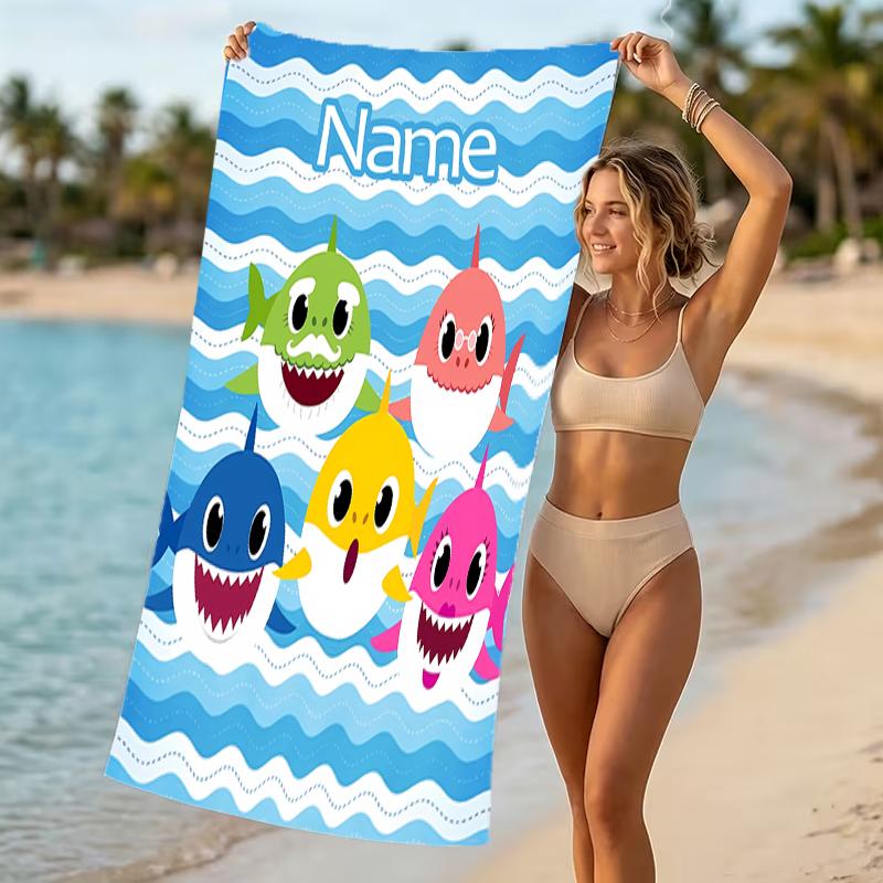 Customizable personalized beach towels Cute Shark themed designs.Suitable for the beach, yoga, sports;ideal as beach accessories
