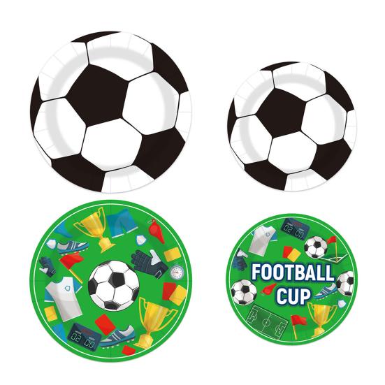 Soccer Birthday Party Decoration 10 Guest Disposable Dinnerware with Tablecloth Paper Plates Cup Napkin