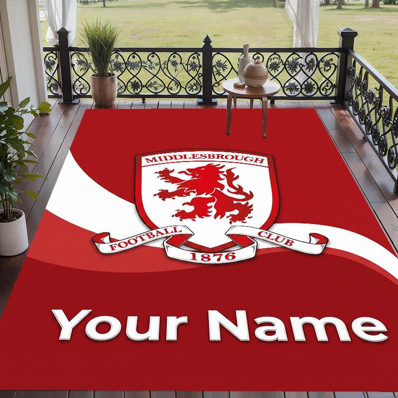 Custom Text Printed Rug Middlesbrough FC Non Slip Floor Carpet For Home Room Decor