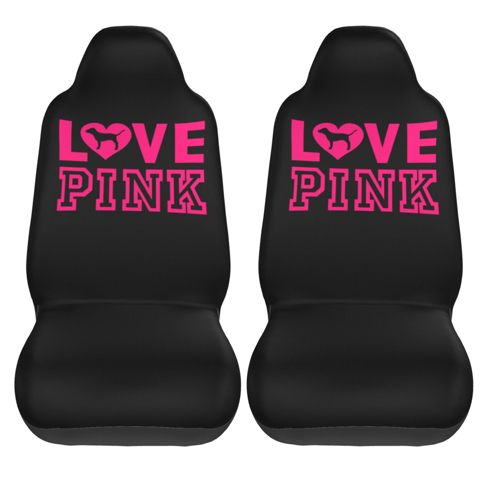 LOVE PINK Pink Slogan 2 PCS Car Seat Covers Front Auto Seat Cover Breathable Car Bucket Seats Protector Covers Universal Fit