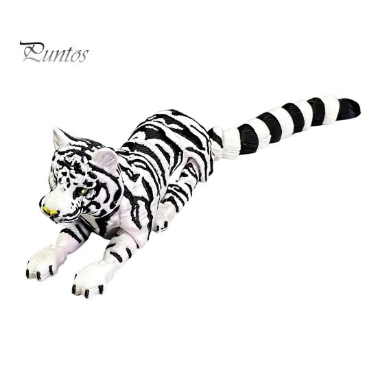3D Printed Tiger Model Figure, Realistic with Movable Joints, Articulated Figure Forest Animal Figurine for Home Office Bookshelf Flexible Ornament
