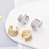 Fashion Layered C Shape Ear Clip Earrings Woman Cartilage Fake Piercings Ear Cuff Zircon Geometric Jewelry Gold Silver Color