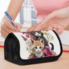 1pc Double Layer Flip Pencil Case - Three Kittens Amidst Flowers, Large Capacity, Portable Polyester Pen Storage Bag with Zipper Closure, Ideal for Sc