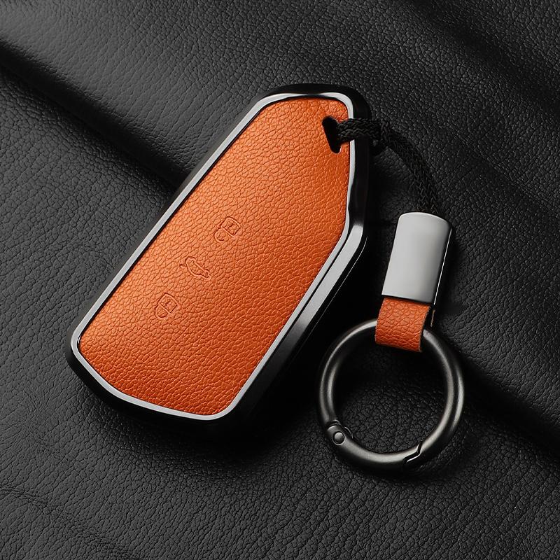 AAABP1 Goatskin Car Key Case Cover For Volkswagen Golf 8 MK8 ID.3 ID.4 Cupra Skoda Octavia A8 SEAT Leon MK4 2020 2021 Formentor Tarraco